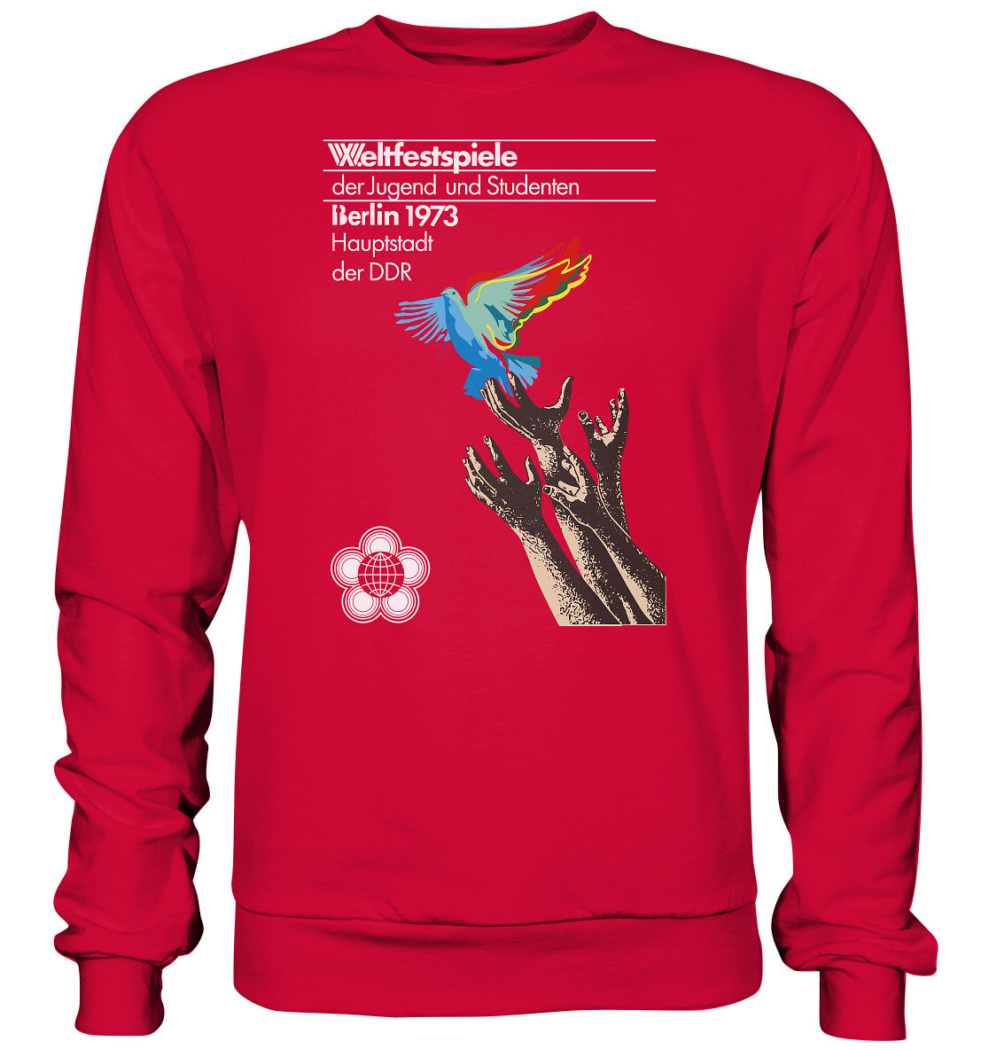DDR Ostalgie Pullover Unisex • WELTFESTSPIELE BERLIN, DDR 1973 - FRIEDENSTAUBE