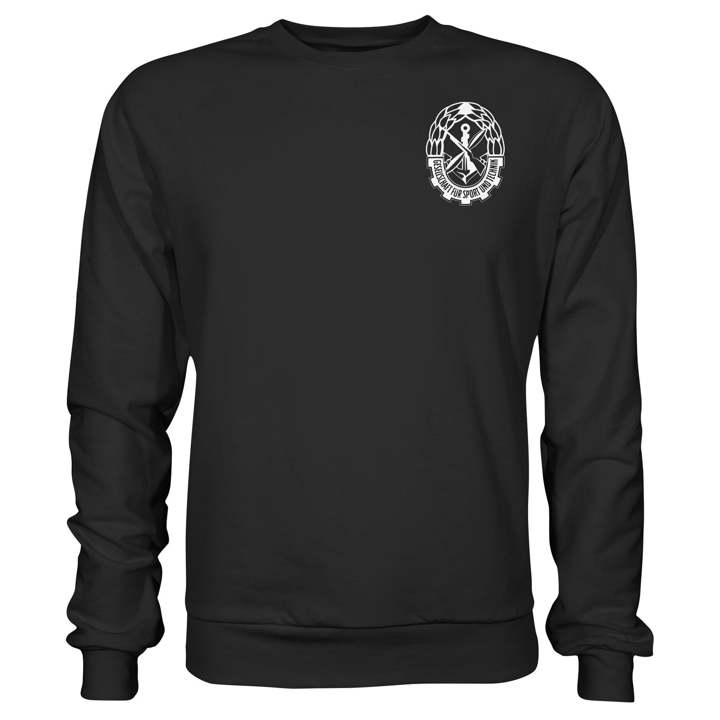 DDR Ostalgie Pullover Unisex • GST - GESELLSCHAFT FÜR SPORT UND TECHNIK (BRUST EMBLEM)