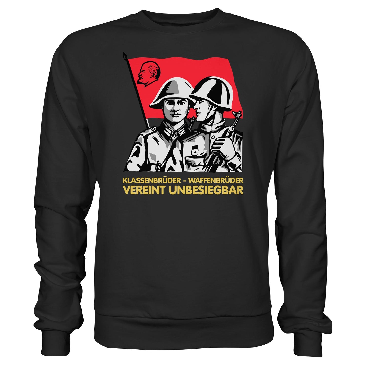 DDR Ostalgie Pullover Unisex • KLASSENBRÜDER WAFFENBRÜDER - VEREINT UNBESIEGBAR (NVA)