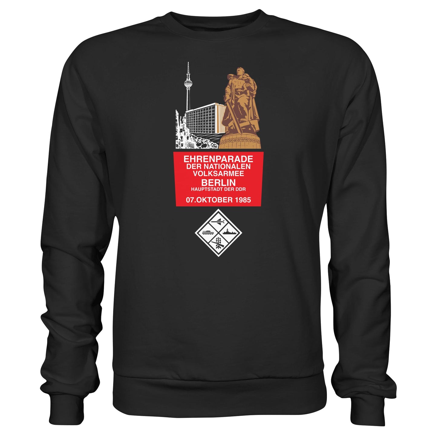 DDR Ostalgie Pullover Unisex • EHRENPARADE DER NVA, 1985 BERLIN (ORIGINALWIMPEL)