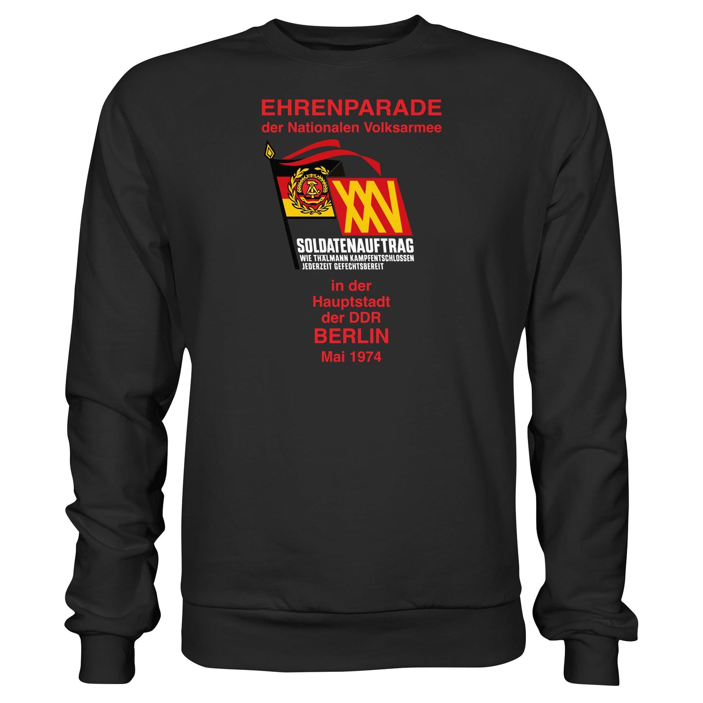 DDR Ostalgie Pullover Unisex • EHRENPARADE DER NVA, 1974 BERLIN (ORIGINALWIMPEL)