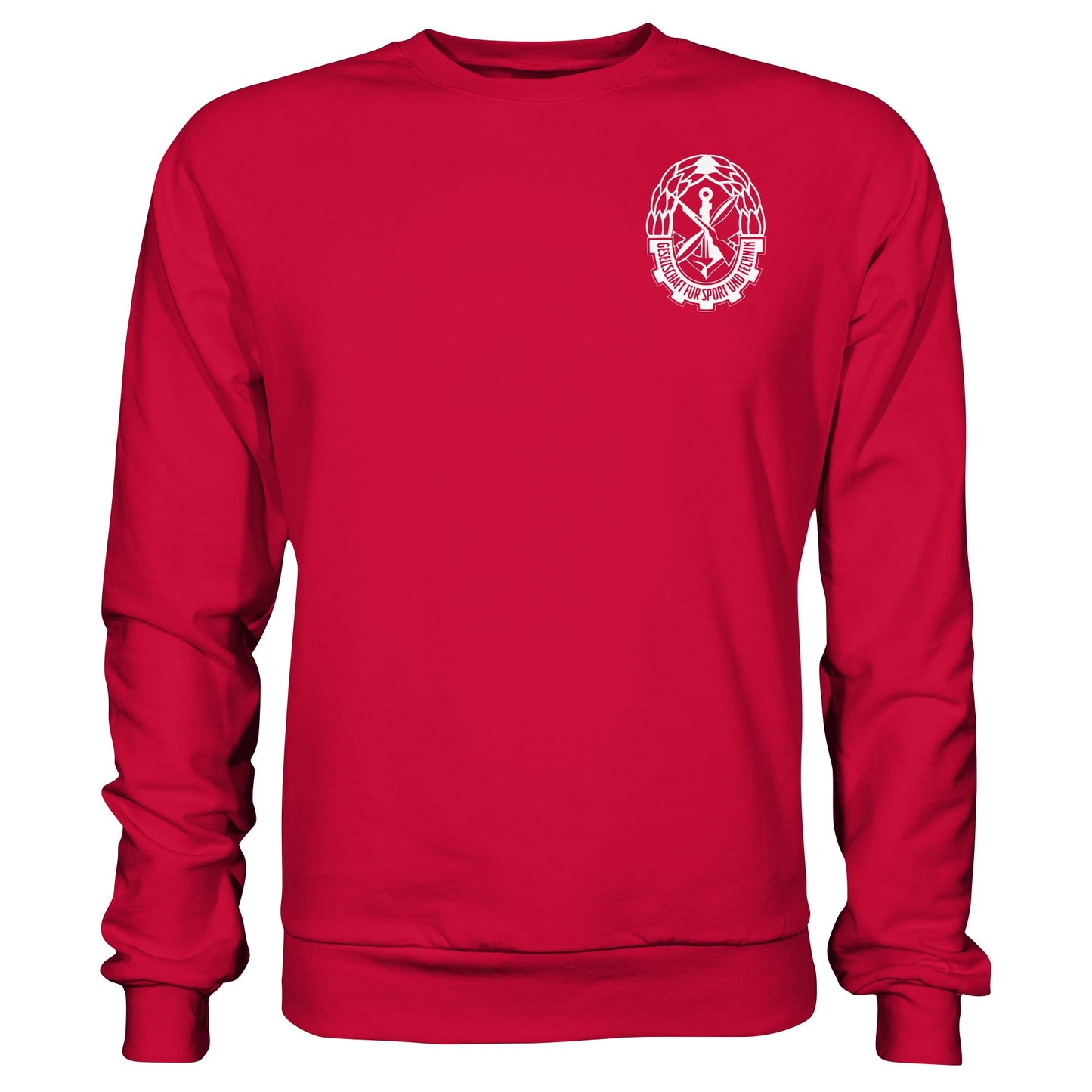 DDR Ostalgie Pullover Unisex • GST - GESELLSCHAFT FÜR SPORT UND TECHNIK (BRUST EMBLEM)