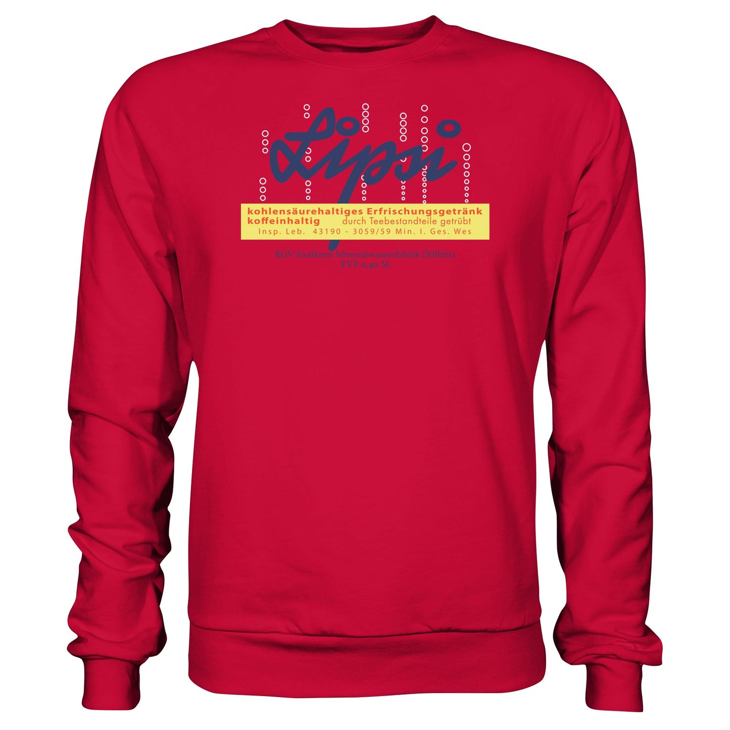 DDR Ostalgie Pullover Unisex • LIPSI ERFRISCHUNGSGETRÄNK - MINERALWASSERFABRIK DÖLLNITZ