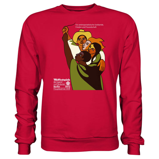 DDR Ostalgie Pullover Unisex • FÜR FRIEDEN UND FREUNDSCHAFT - ORIGINALPOSTER WELTFESTSPIELE BERLIN 1973