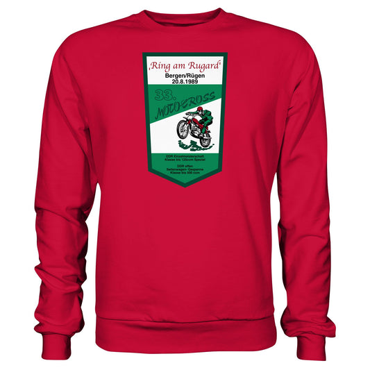 DDR Ostalgie Pullover Unisex • RING AM RUGARD, RÜGEN 33. MOTO-CROSS-RENNEN 1989 (ORIGINAL-WIMPEL)