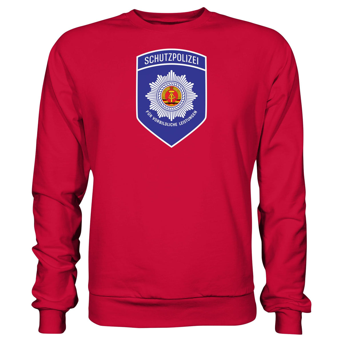 DDR Ostalgie Pullover Unisex • SCHUTZPOLIZEI - FÜR VORBILDLICHE LEISTUNGEN (ORIGINAL-AUFNÄHER)