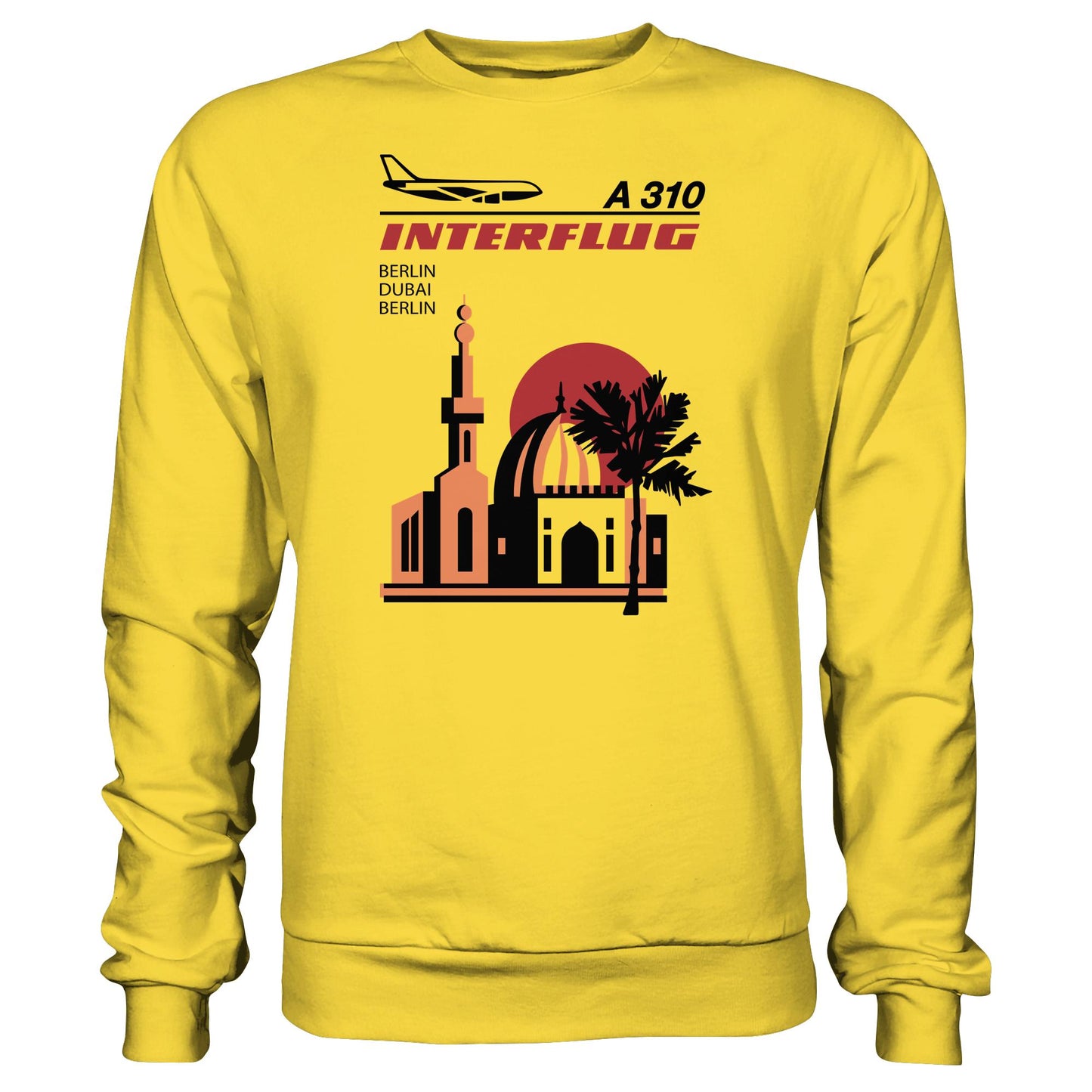 DDR Ostalgie Pullover Unisex • INTERFLUG BERLIN - DUBAI (ORIGINAL SONDERSTEMPEL)