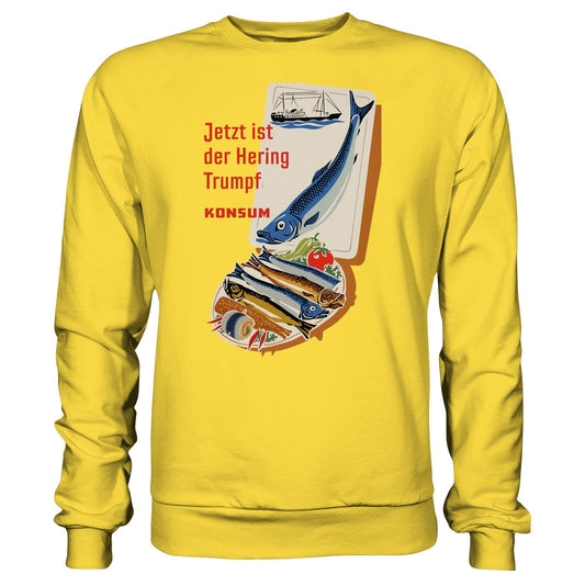 DDR Ostalgie Pullover Unisex • JETZT IST DER HERING TRUMPF (ORIGINAL KONSUM-PLAKAT)