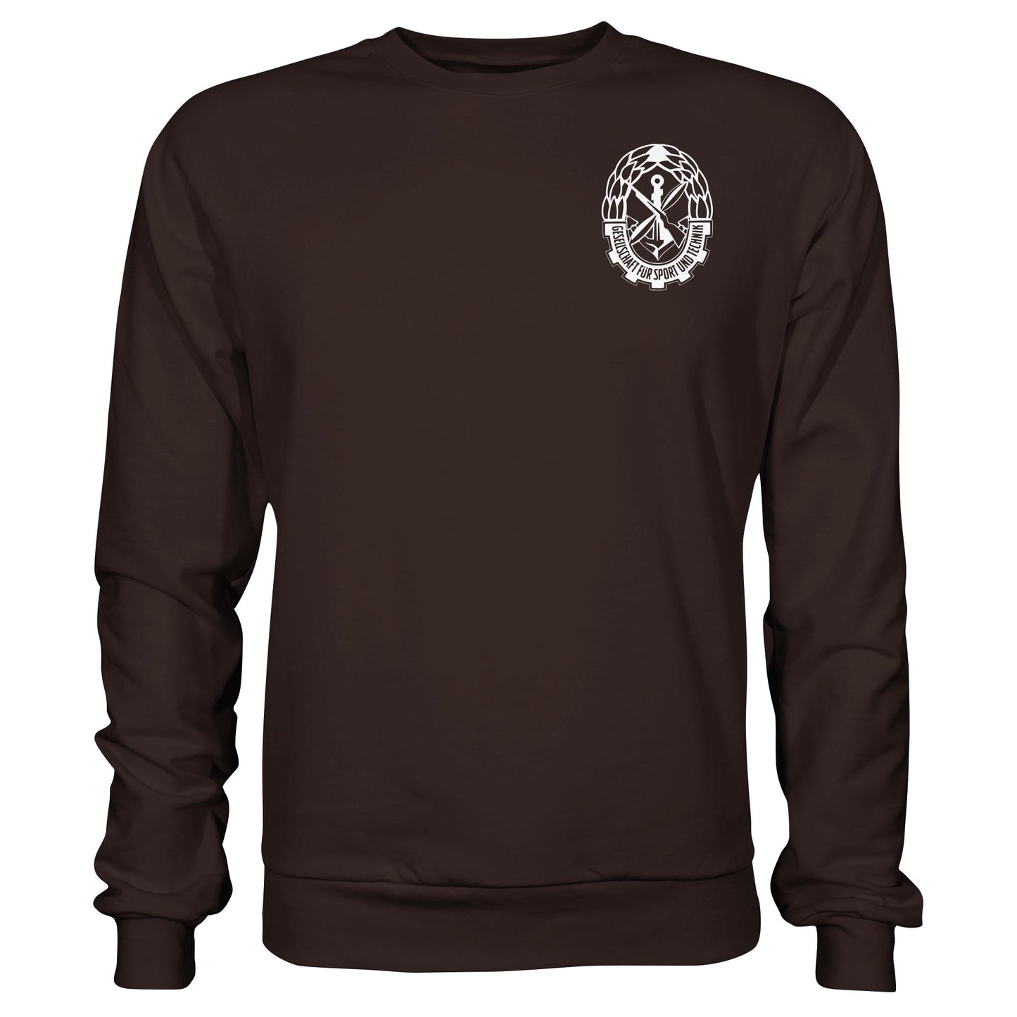 DDR Ostalgie Pullover Unisex • GST - GESELLSCHAFT FÜR SPORT UND TECHNIK (BRUST EMBLEM)