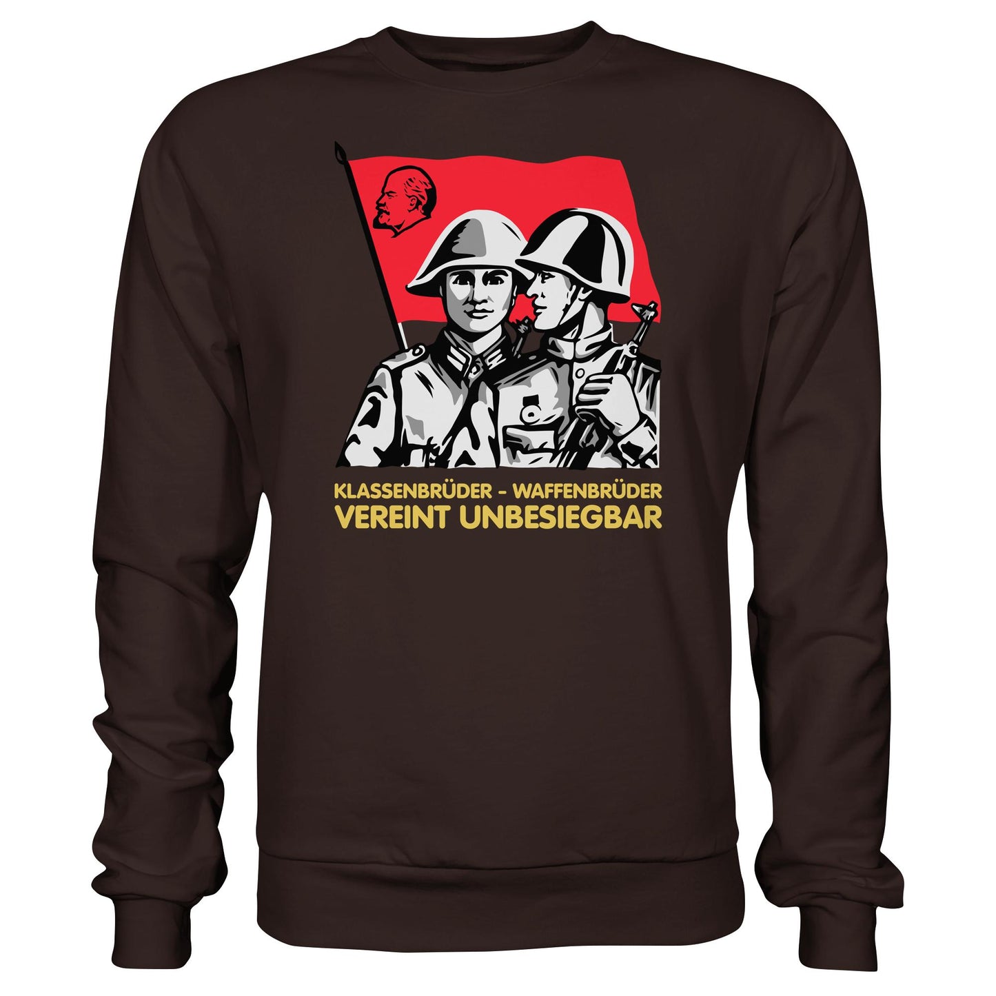 DDR Ostalgie Pullover Unisex • KLASSENBRÜDER WAFFENBRÜDER - VEREINT UNBESIEGBAR (NVA)
