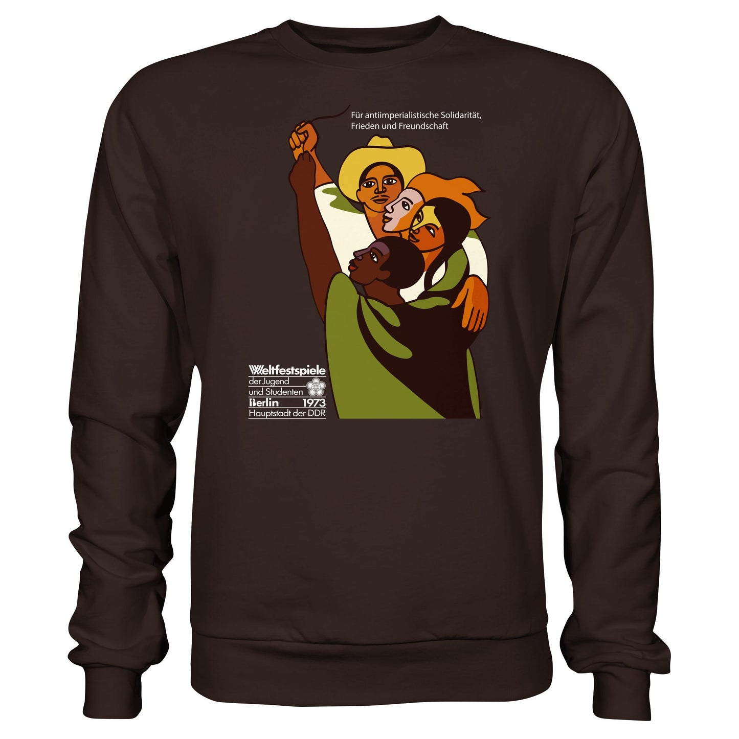 DDR Ostalgie Pullover Unisex • FÜR FRIEDEN UND FREUNDSCHAFT - ORIGINALPOSTER WELTFESTSPIELE BERLIN 1973