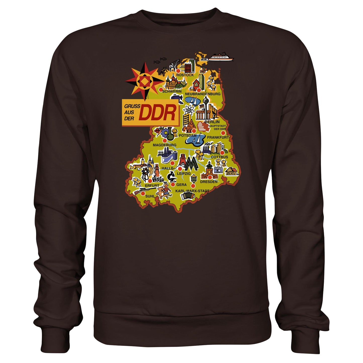 DDR Ostalgie Pullover Unisex • GRUSS AUS DER DDR (ORIGINAL POSTKARTE)