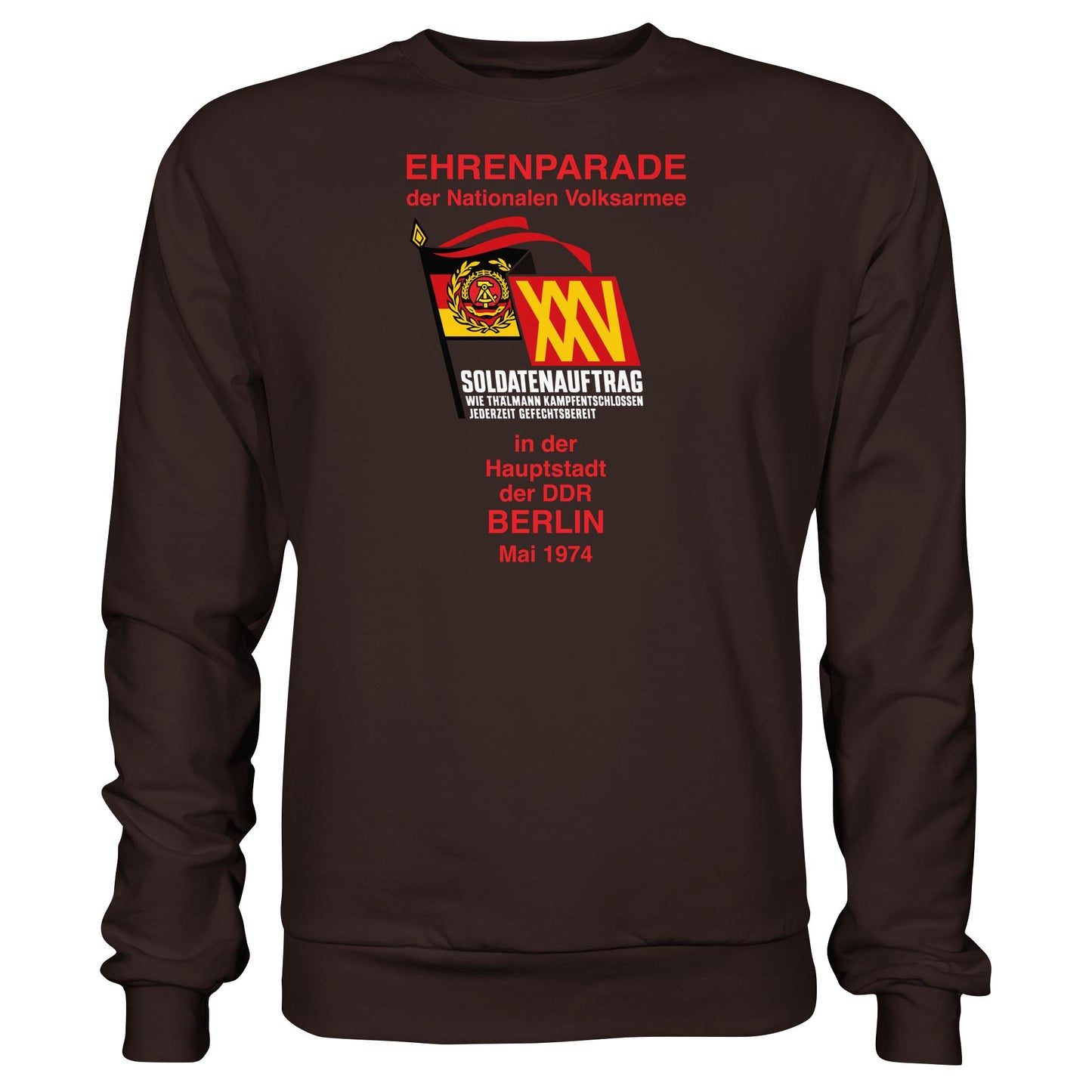 DDR Ostalgie Pullover Unisex • EHRENPARADE DER NVA, 1974 BERLIN (ORIGINALWIMPEL)