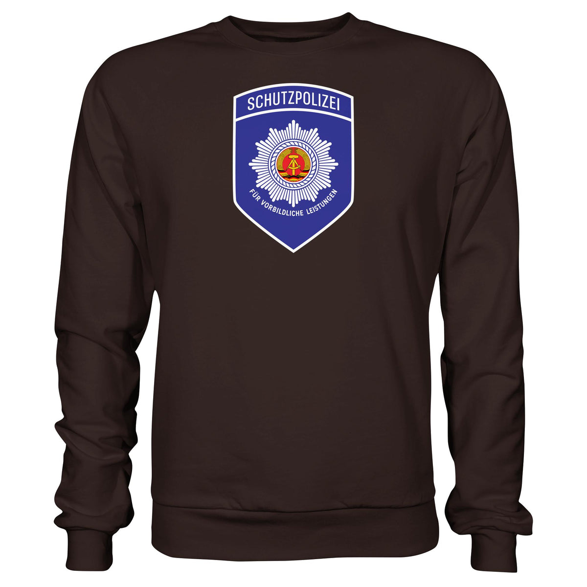 DDR Ostalgie Pullover Unisex • SCHUTZPOLIZEI - FÜR VORBILDLICHE LEISTUNGEN (ORIGINAL-AUFNÄHER)