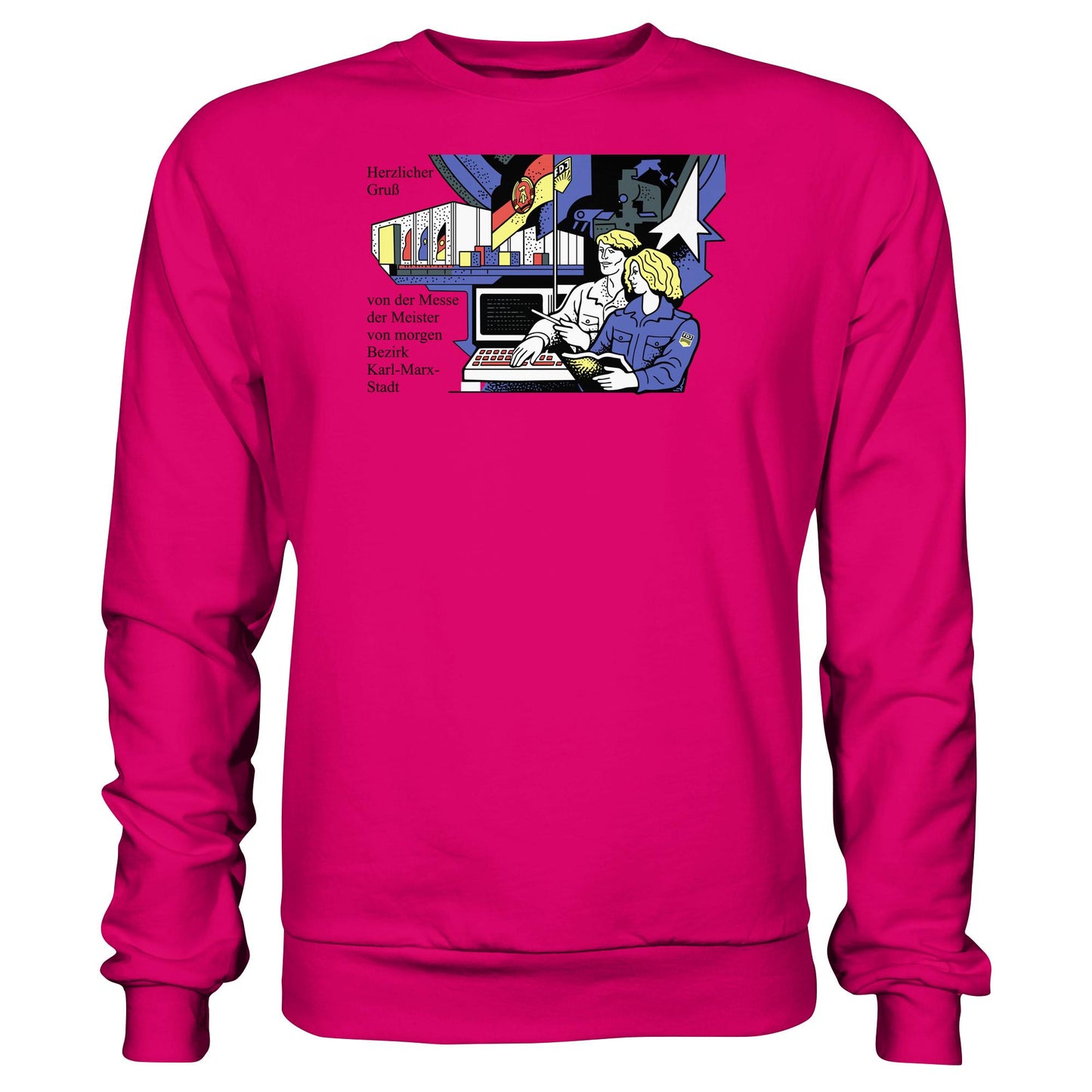 DDR Ostalgie Pullover Unisex • MESSE DER MEISTER VON MORGEN, KARL-MARX-STADT (ORIGINAL BRIEFMARKE)