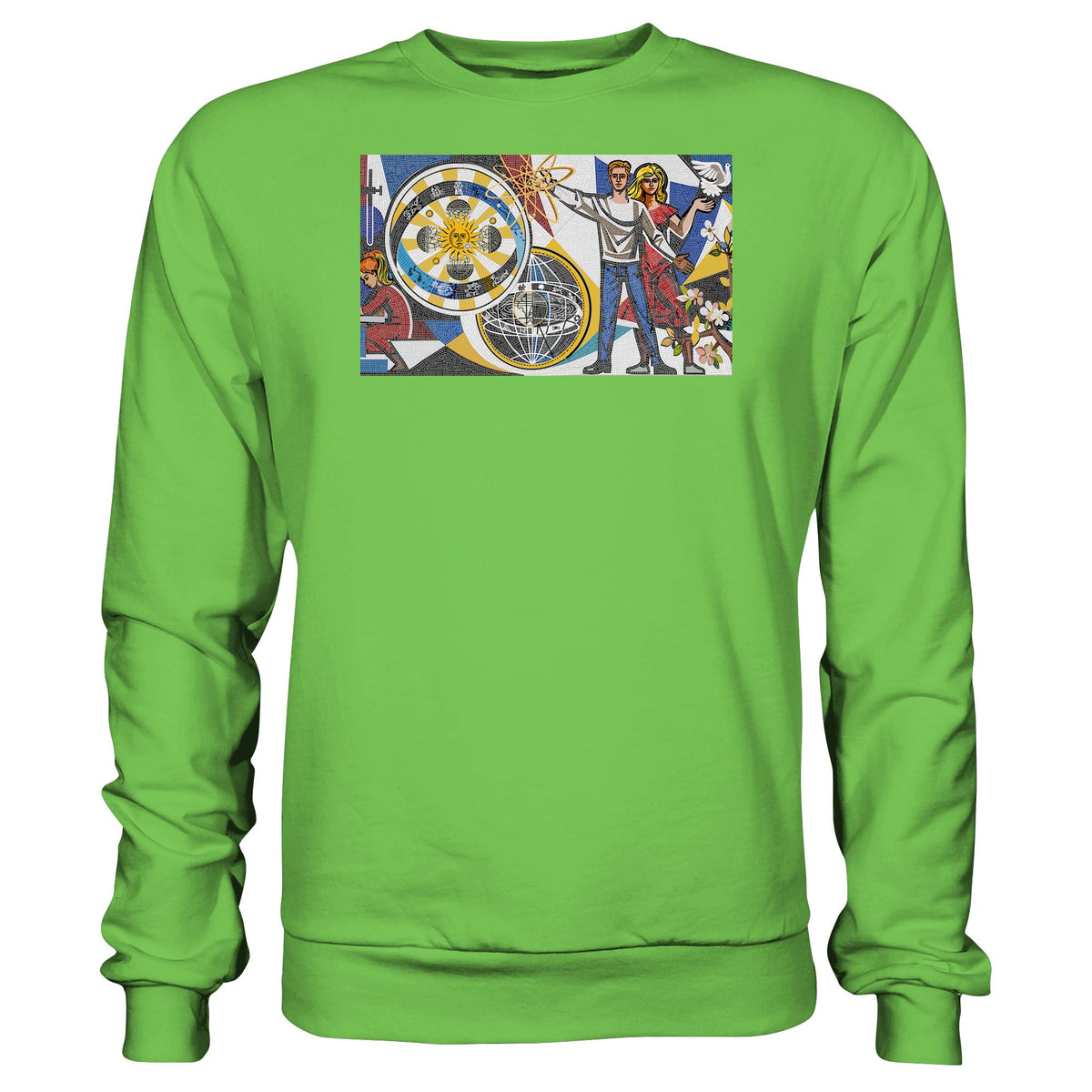 DDR Ostalgie Pullover Unisex • WALTER WOMACKA - JUNGES PAAR MIT FRIEDENSTAUBE (MOSAIK HAUS DES LEHRERS, 1964)