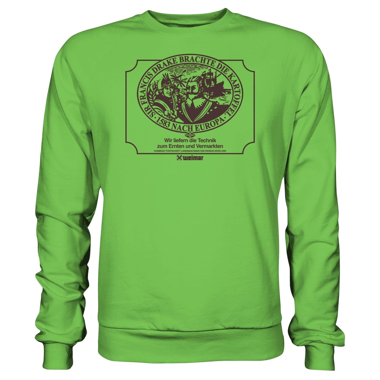 DDR Ostalgie Pullover Unisex • FRANCIS DRAKE BRACHTE DIE KARTOFFEL - KOMBINAT FORTSCHRITT WEIMAR