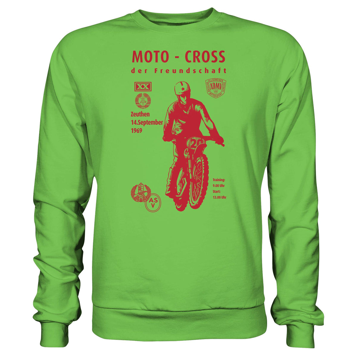 DDR Ostalgie Pullover Unisex • ASV MOTO-CROSS DER FREUNDSCHAFT, ZEUTHEN 1969