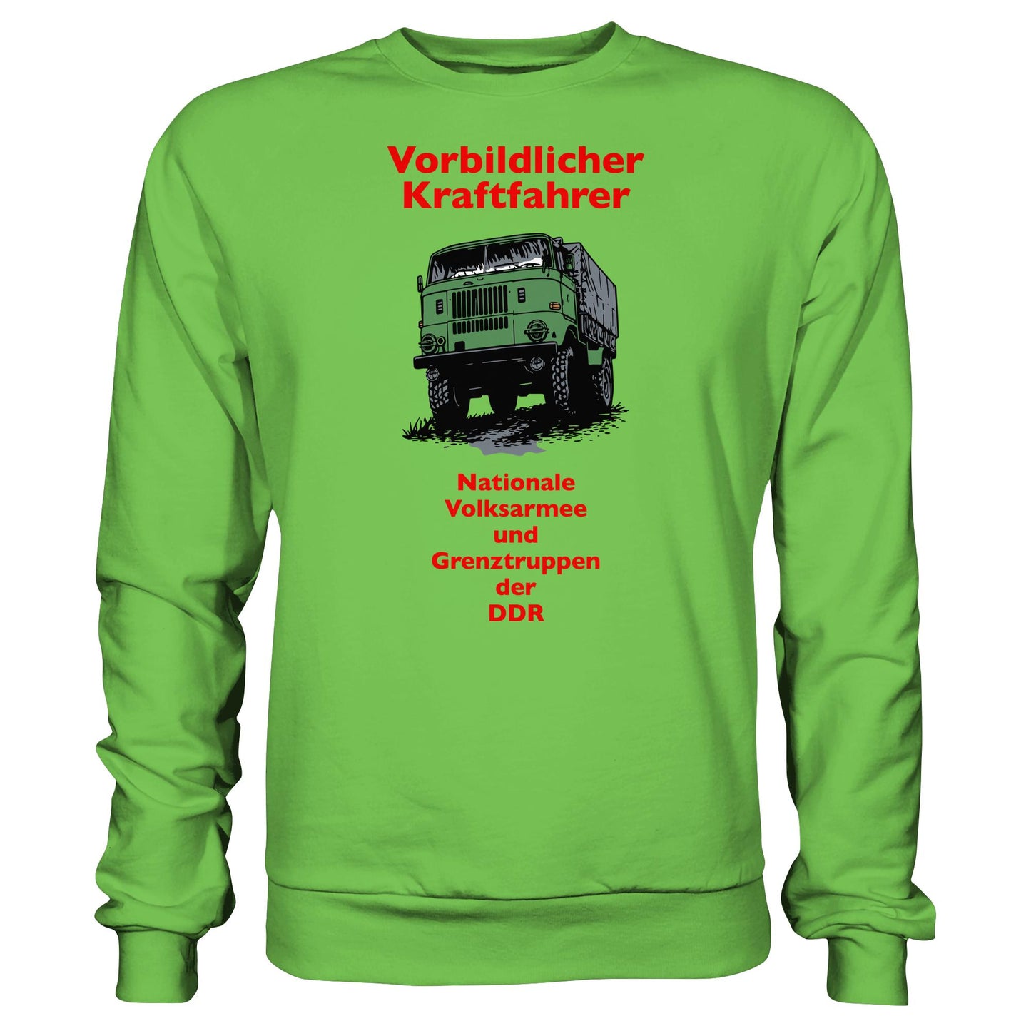 DDR Ostalgie Pullover Unisex • VORBILDLICHER KRAFTFAHRER, NVA (ORIGINAL WIMPELMOTIV)