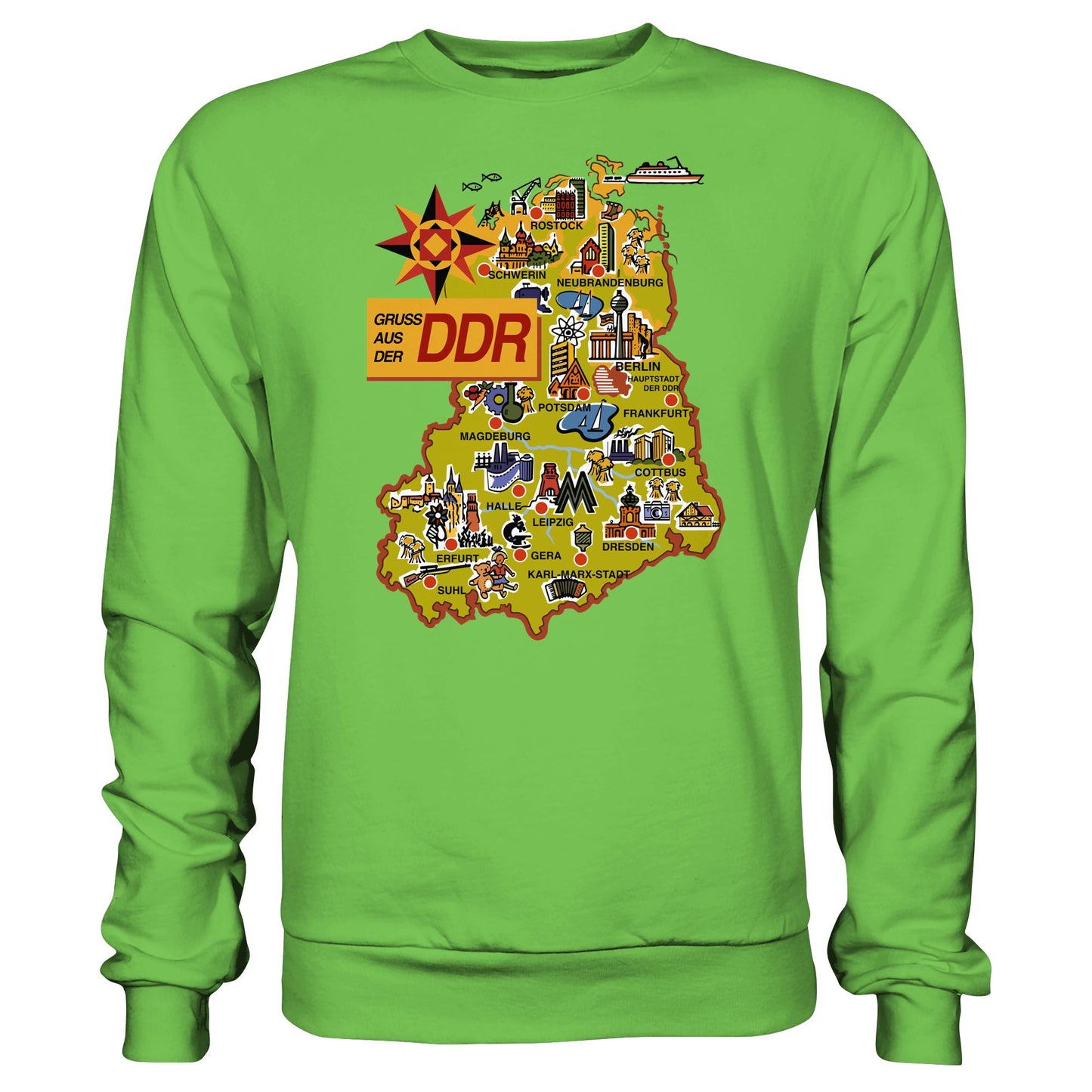 DDR Ostalgie Pullover Unisex • GRUSS AUS DER DDR (ORIGINAL POSTKARTE)