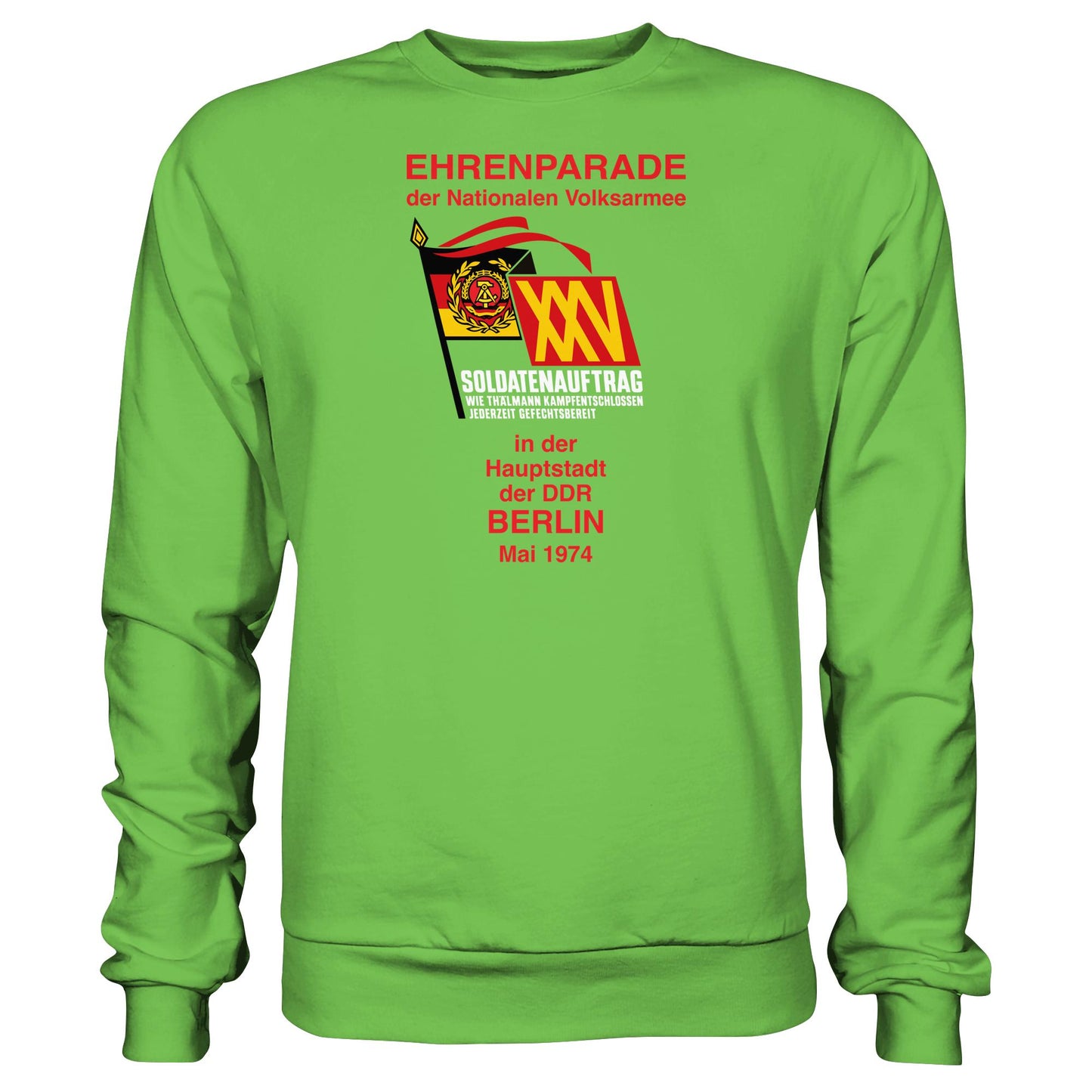 DDR Ostalgie Pullover Unisex • EHRENPARADE DER NVA, 1974 BERLIN (ORIGINALWIMPEL)