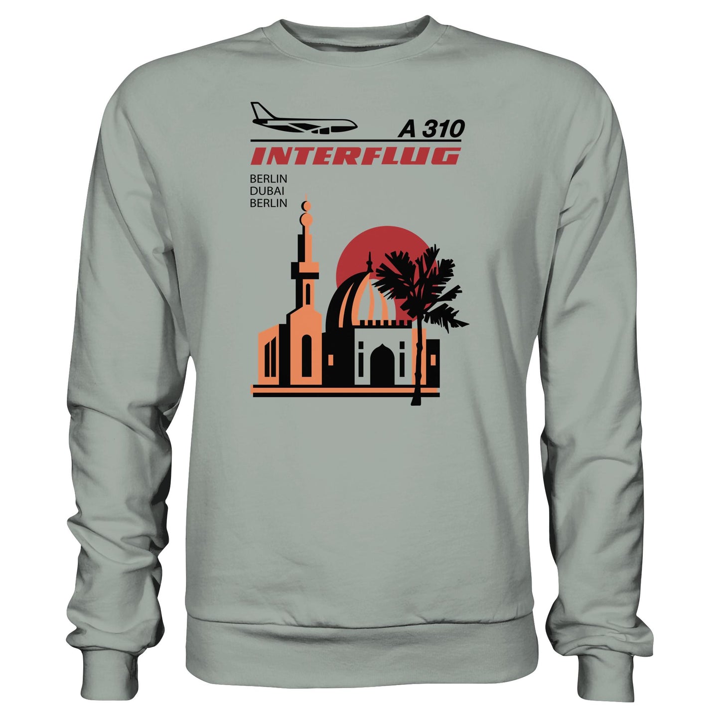 DDR Ostalgie Pullover Unisex • INTERFLUG BERLIN - DUBAI (ORIGINAL SONDERSTEMPEL)