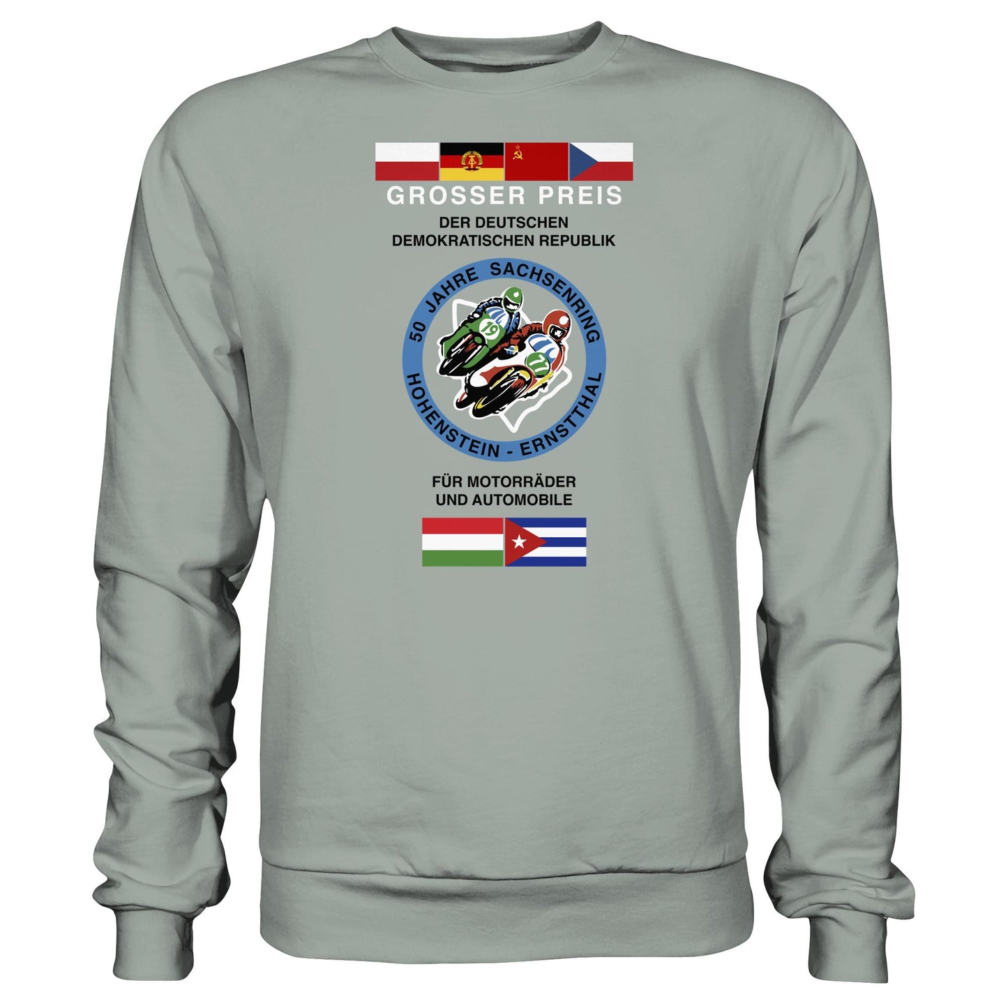DDR Ostalgie Pullover Unisex • 50 JAHRE SACHSENRING - GROSSER PREIS DER DDR 1977