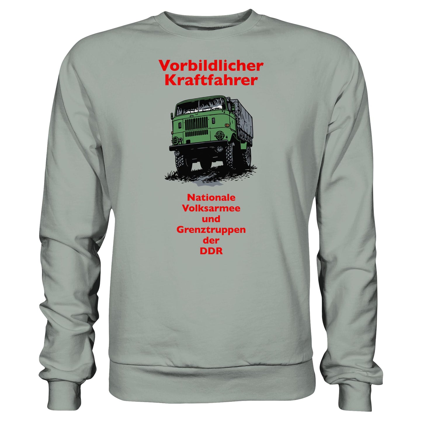 DDR Ostalgie Pullover Unisex • VORBILDLICHER KRAFTFAHRER, NVA (ORIGINAL WIMPELMOTIV)