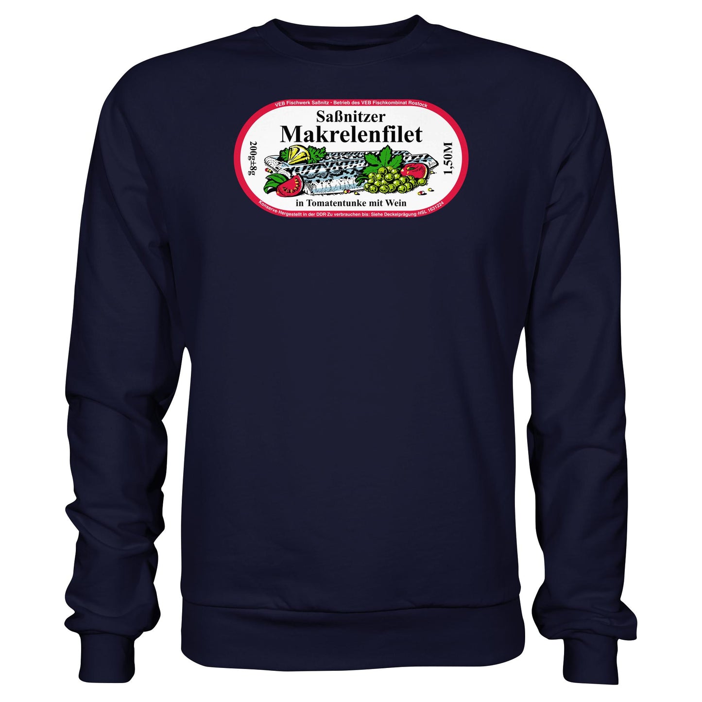 DDR Ostalgie Pullover Unisex • SASSNITZER MAKRELENFILET - VEB FISCHWERK