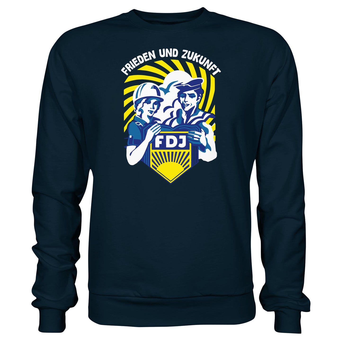 DDR Ostalgie Pullover Unisex • FDJ - FRIEDEN UND ZUKUNFT (ORIGINAL WIMPEL)