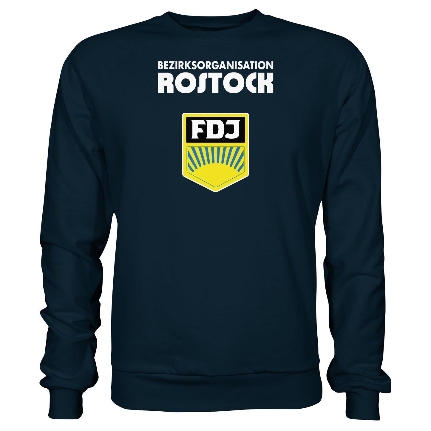 DDR Ostalgie Pullover Unisex • BEZIRKSORGANISATION ROSTOCK (ORIGINAL-WIMPEL)