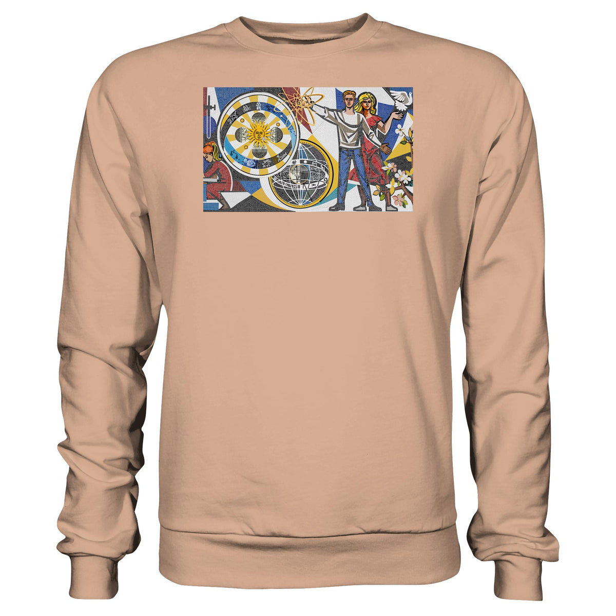 DDR Ostalgie Pullover Unisex • WALTER WOMACKA - JUNGES PAAR MIT FRIEDENSTAUBE (MOSAIK HAUS DES LEHRERS, 1964)