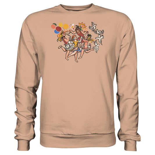 DDR Ostalgie Pullover Unisex • WALTER WOMACKA - TANZENDE MÄDCHEN MIT FRIEDENSTAUBEN (MOSAIK HAUS DES LEHRERS, 1964)