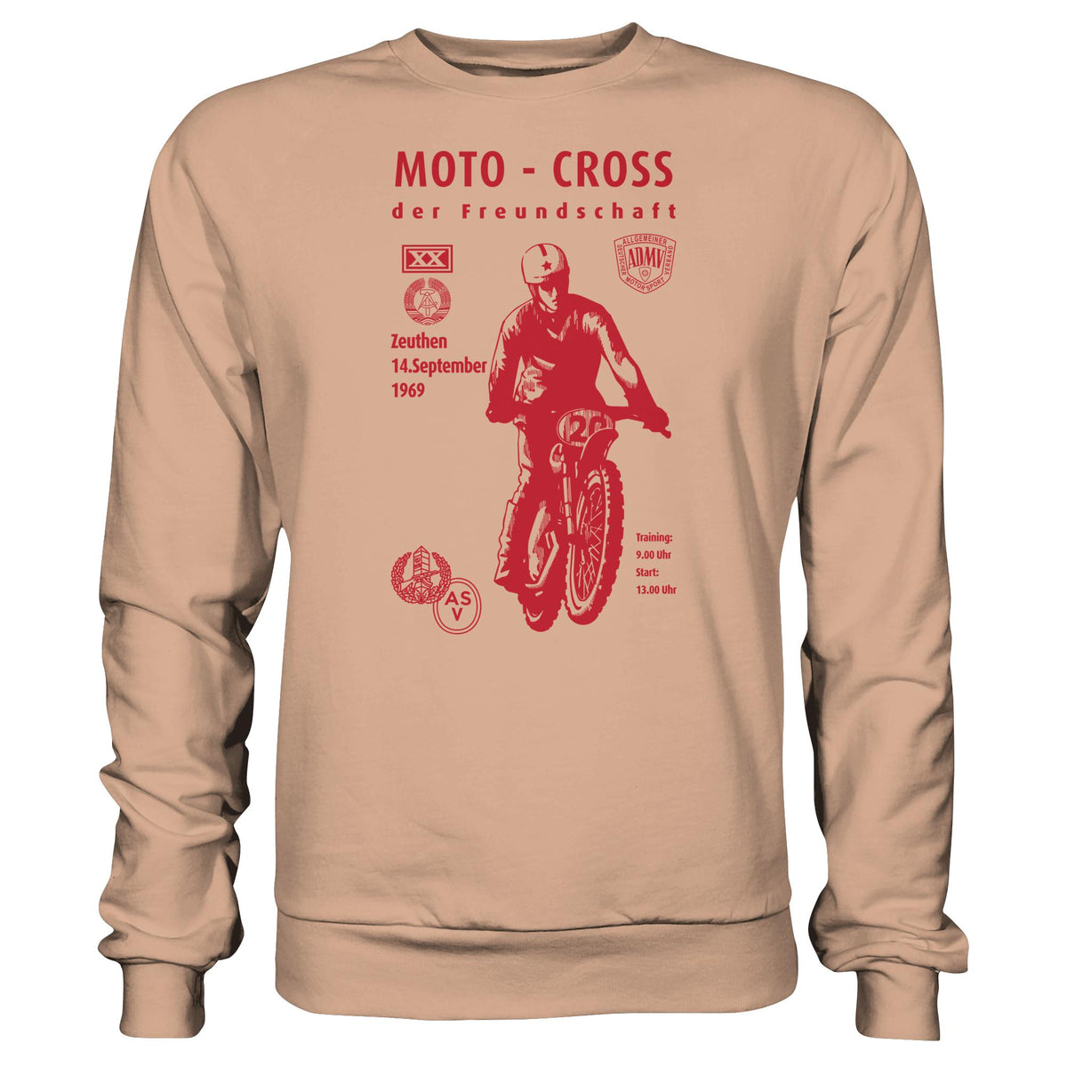 DDR Ostalgie Pullover Unisex • ASV MOTO-CROSS DER FREUNDSCHAFT, ZEUTHEN 1969