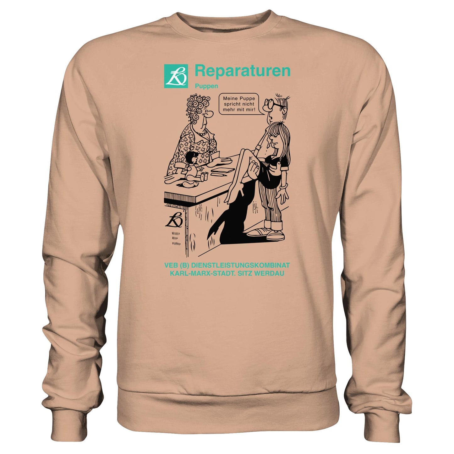 DDR Ostalgie Pullover Unisex • VEB REPARATUREN, PUPPEN, WERDAU - KARL-MARX-STADT (ORIGINAL POSTER)