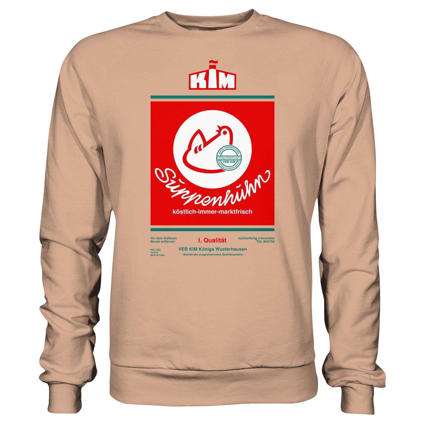 DDR Ostalgie Pullover Unisex • SUPPENHUHN - VEB KIM KÖNIGS WUSTERHAUSEN