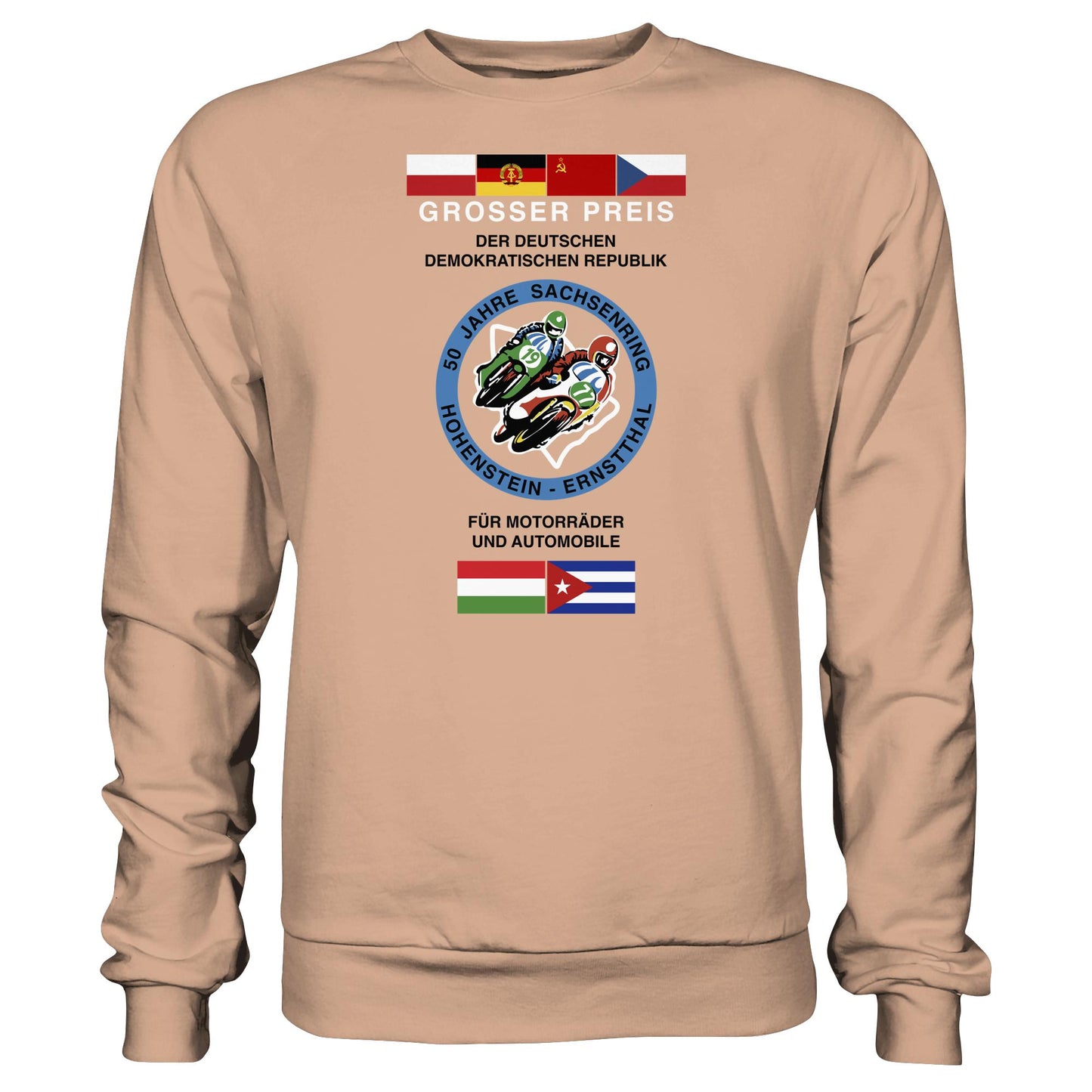 DDR Ostalgie Pullover Unisex • 50 JAHRE SACHSENRING - GROSSER PREIS DER DDR 1977