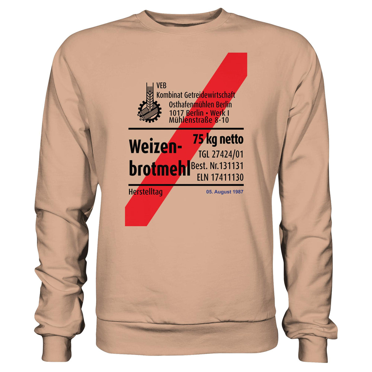 DDR Ostalgie Pullover Unisex • WEIZENMEHL - VEB KOMBINAT GETREIDEWIRTSCHAFT (ORIGINAL-VERPACKUNG)