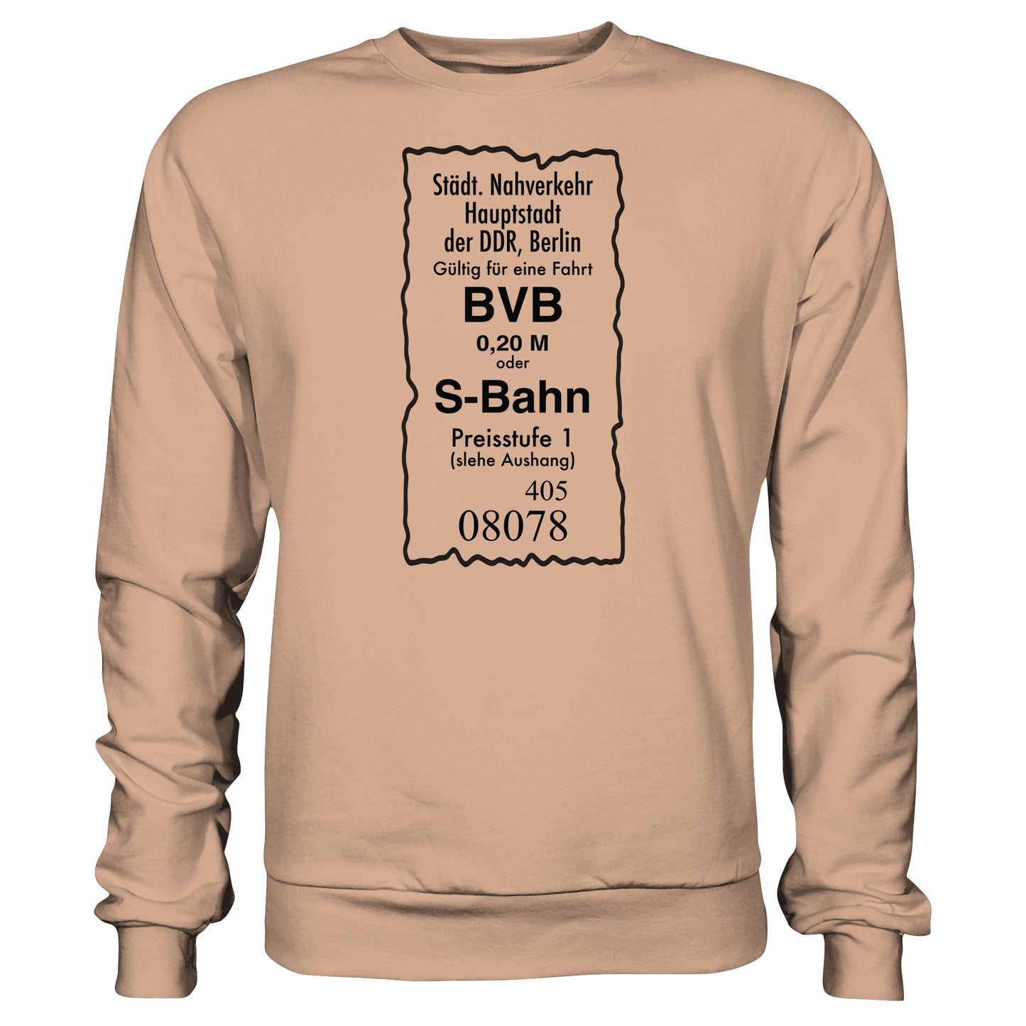 DDR Ostalgie Pullover Unisex • BVB BERLIN NAHVERKEHR, 20 PFENNIG (ORIGINAL FAHRSCHEIN 1989)