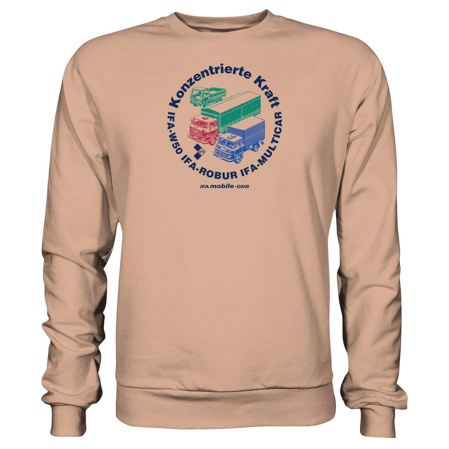 DDR Ostalgie Pullover Unisex • IFA KONZENTRIERTE KRAFT - W50, ROBUR, MULTICAR (ORIGINAL WIMPELMOTIV)