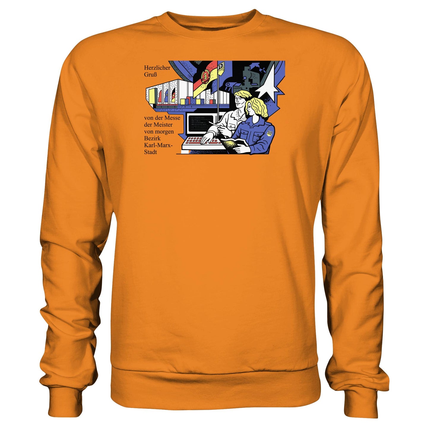 DDR Ostalgie Pullover Unisex • MESSE DER MEISTER VON MORGEN, KARL-MARX-STADT (ORIGINAL BRIEFMARKE)