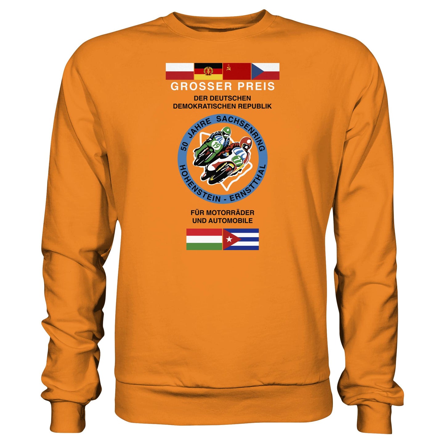 DDR Ostalgie Pullover Unisex • 50 JAHRE SACHSENRING - GROSSER PREIS DER DDR 1977
