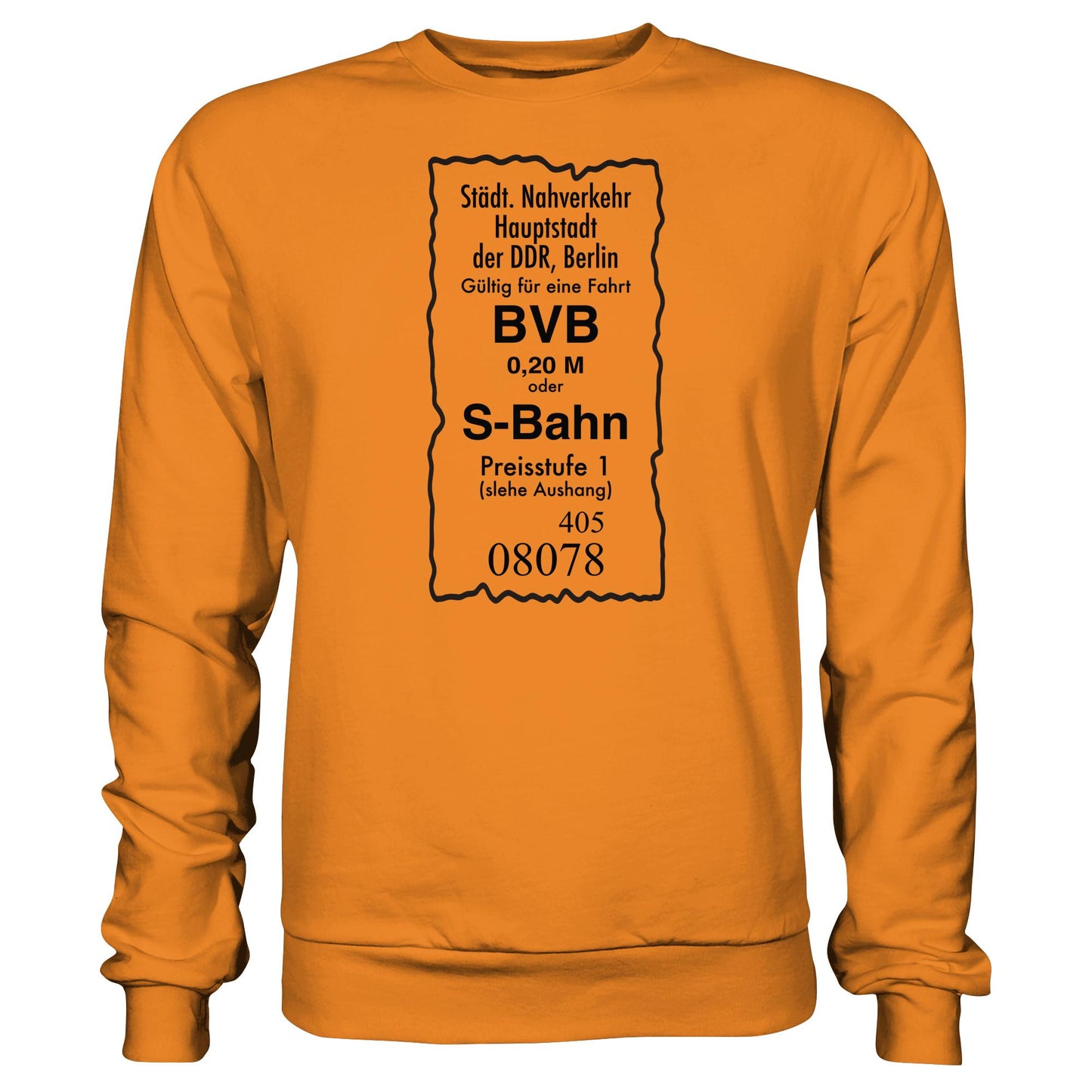 DDR Ostalgie Pullover Unisex • BVB BERLIN NAHVERKEHR, 20 PFENNIG (ORIGINAL FAHRSCHEIN 1989)