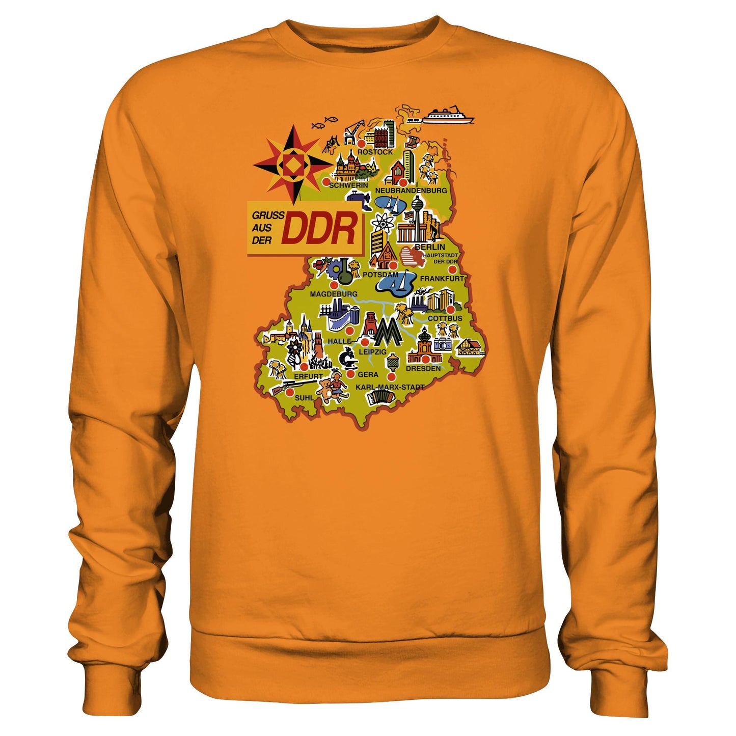 DDR Ostalgie Pullover Unisex • GRUSS AUS DER DDR (ORIGINAL POSTKARTE)