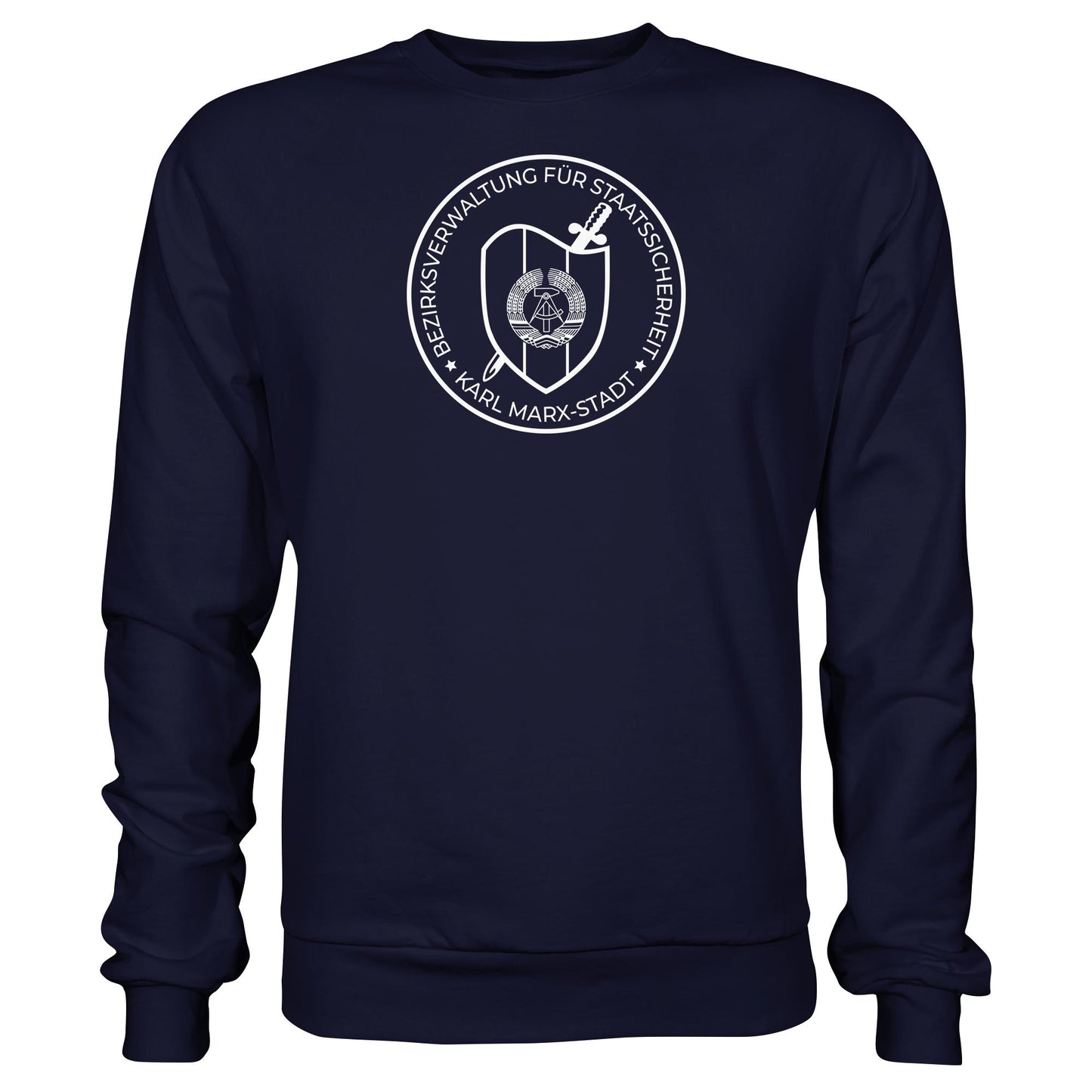 DDR Ostalgie Pullover Unisex • BEZIRKSVERWALTUNG STAATSSICHERHEIT KARL MARX STADT