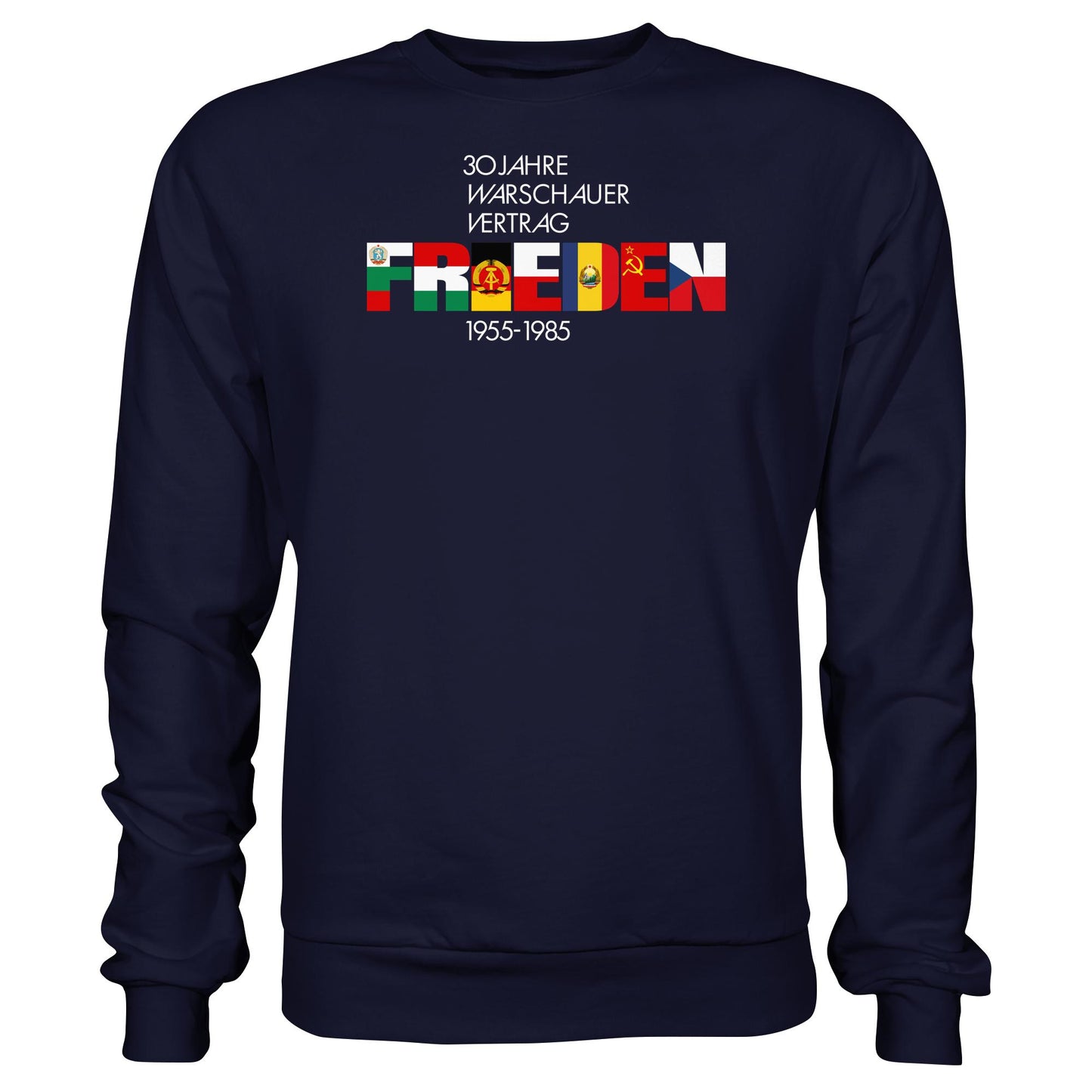 DDR Ostalgie Pullover Unisex • FRIEDEN - 30 JAHRE WARSCHAUER VERTRAG (DDR-BRIEFMARKE)