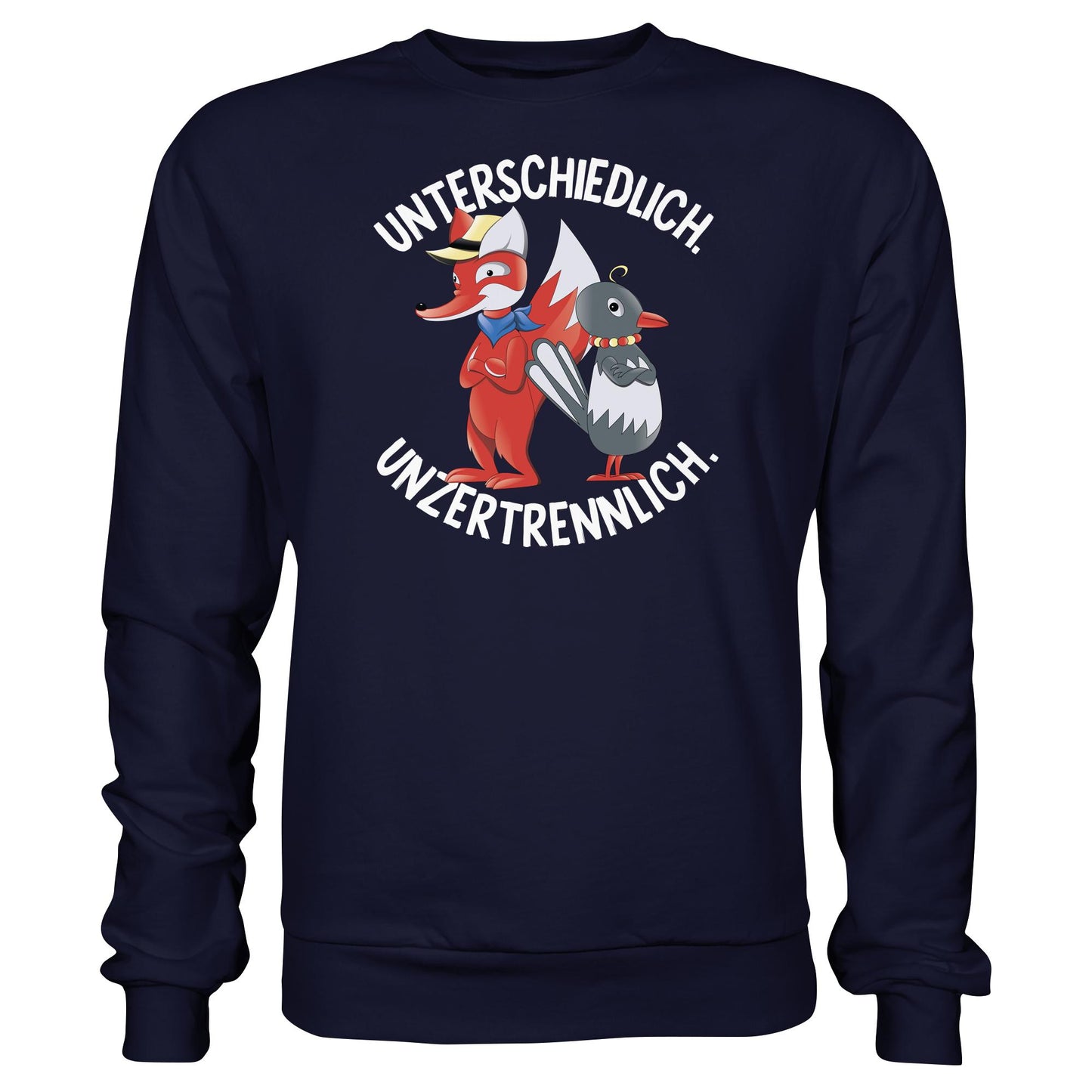 DDR Ostalgie Pullover Unisex • UNSER SANDMÄNNCHEN - HERR FUCHS & FRAU ELSTER, UNZERTRENNLICH