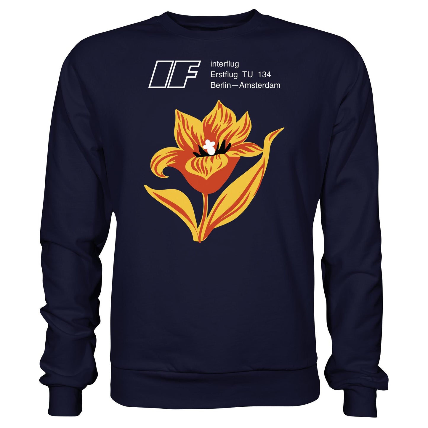 DDR Ostalgie Pullover Unisex • INTERFLUG BERLIN - AMSTERDAM (ORIGINAL SONDERSTEMPEL)
