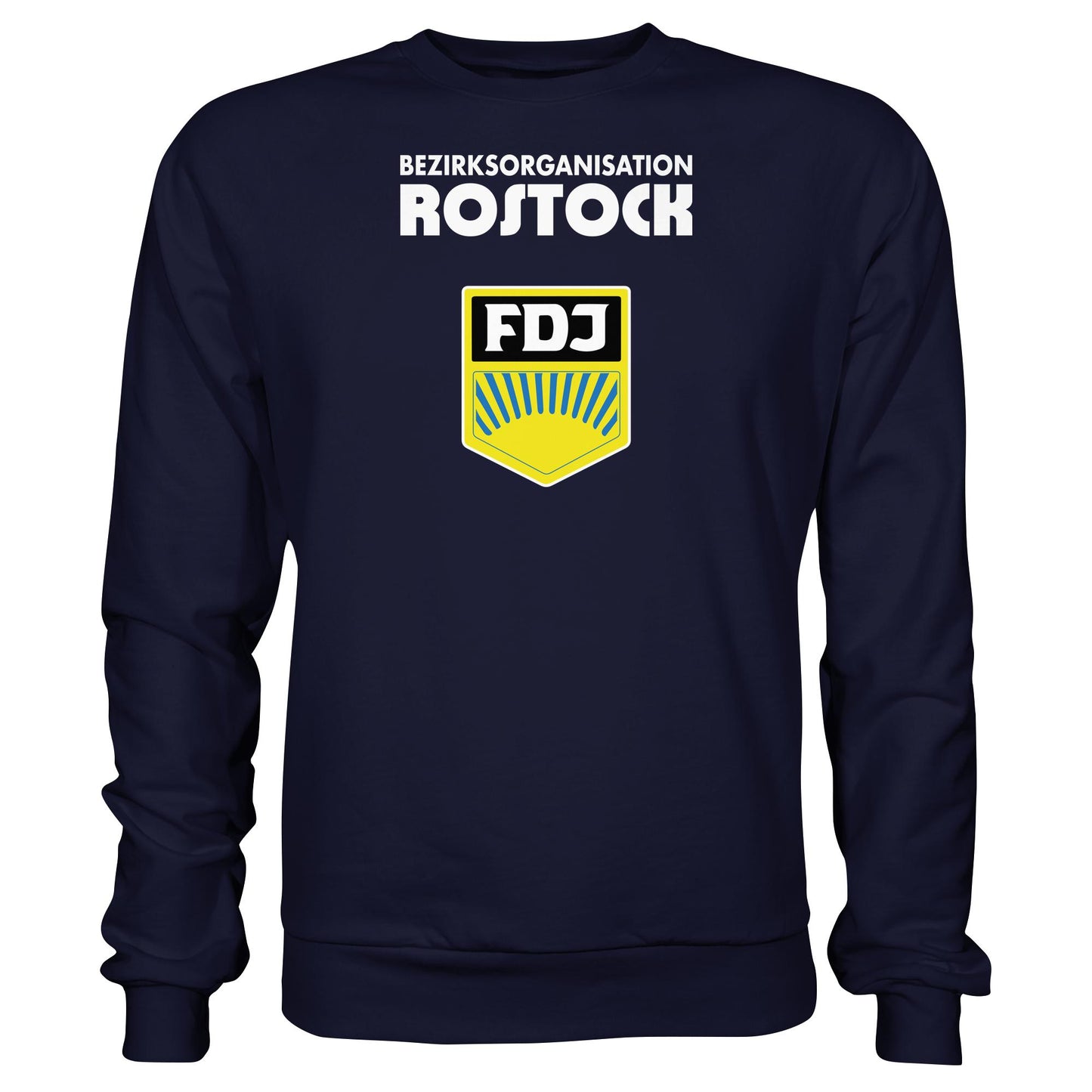 DDR Ostalgie Pullover Unisex • BEZIRKSORGANISATION ROSTOCK (ORIGINAL-WIMPEL)
