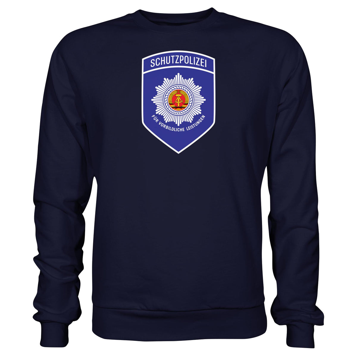 DDR Ostalgie Pullover Unisex • SCHUTZPOLIZEI - FÜR VORBILDLICHE LEISTUNGEN (ORIGINAL-AUFNÄHER)